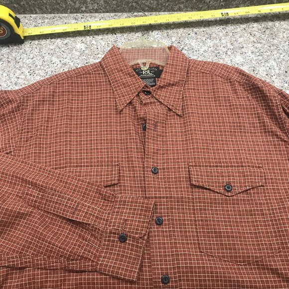 Ralph Lauren Double RL RRL Brown Checkered Casual Button Down Shirt - Picture 2 of 6